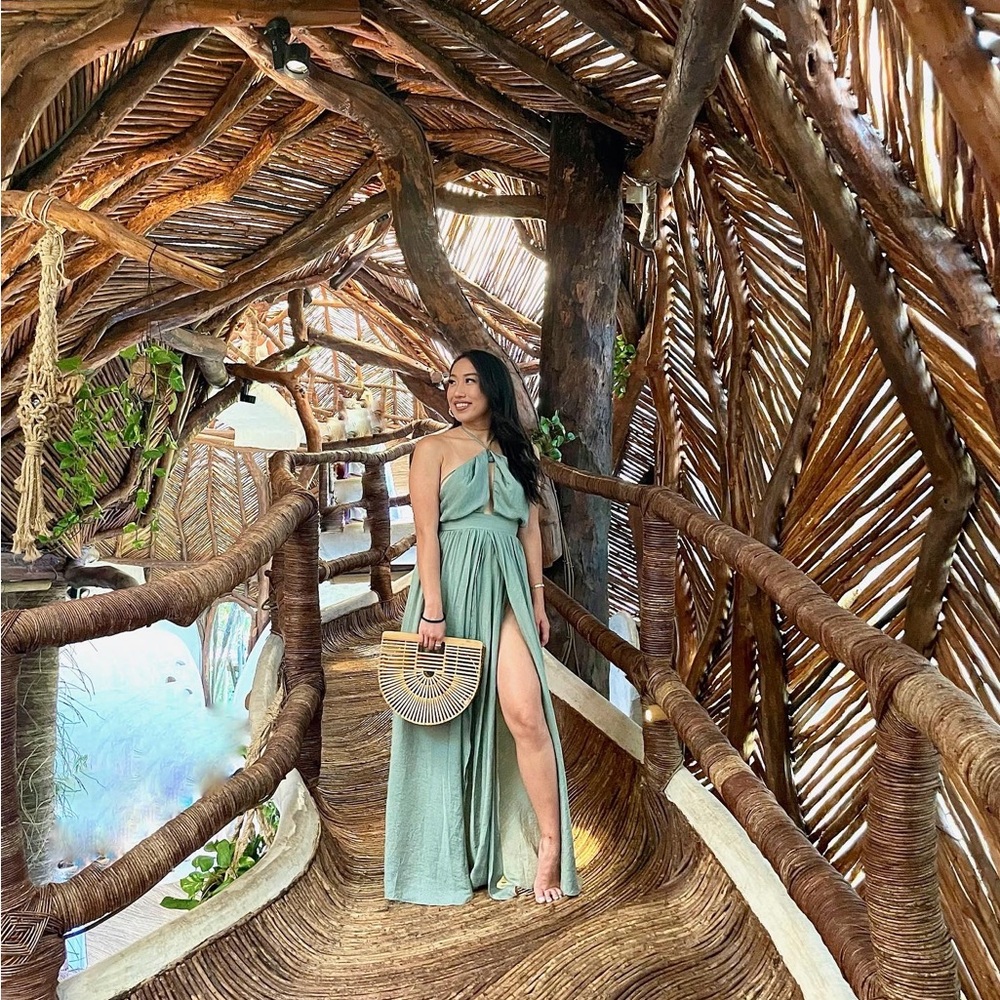 Sea green flowy maxi dress